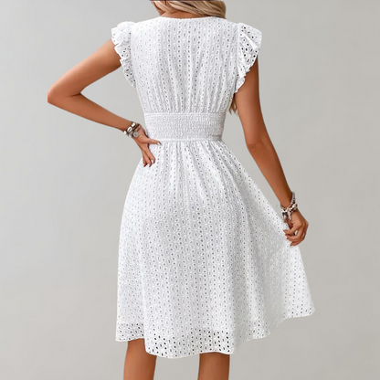 Rückseite Weiß Sommerkleid für Damen